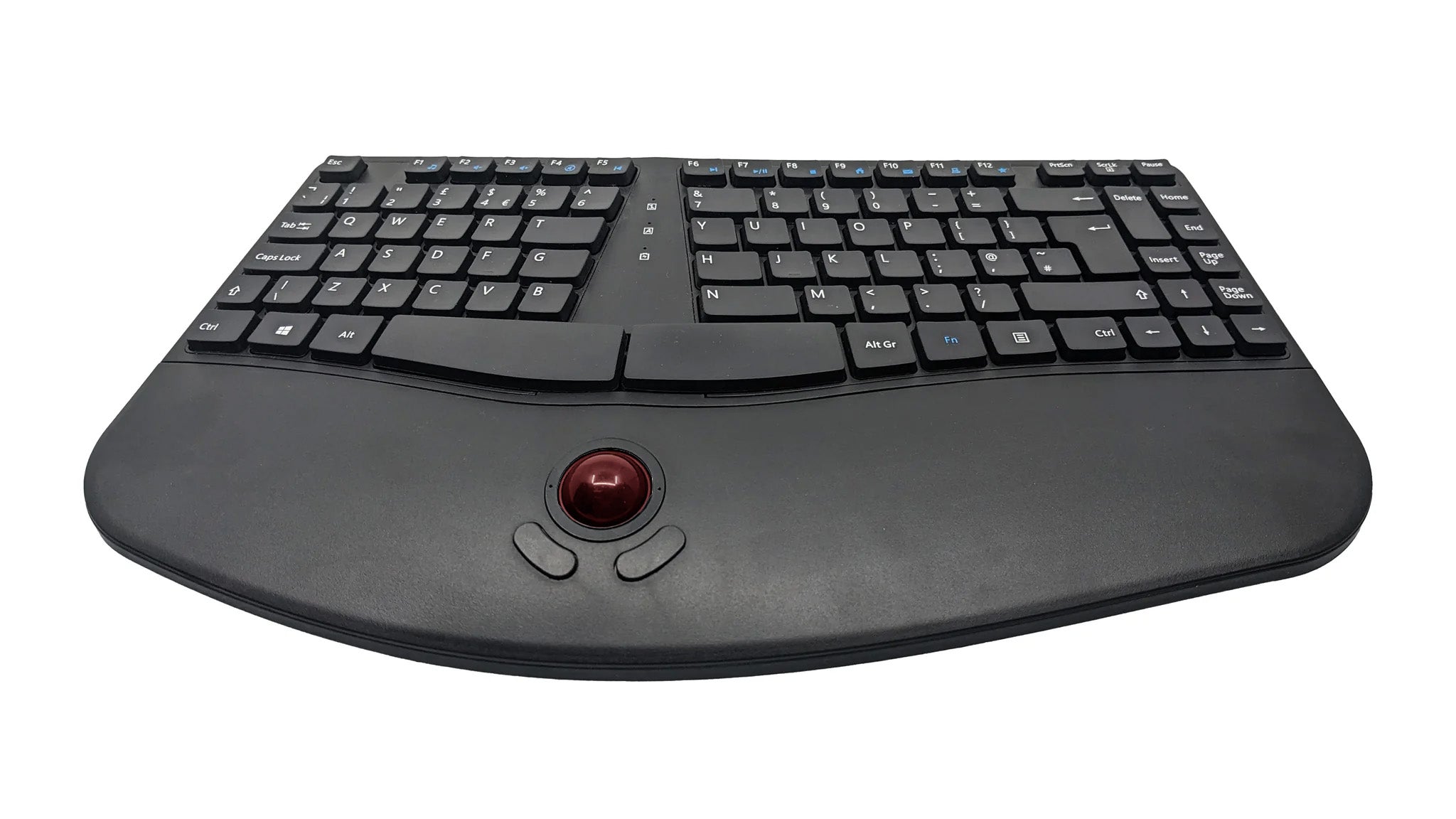 Accuratus Contour - USB Sculptured Ergonomic Split Key Multimedia Keyboard with Reverse Tilt & Trackball