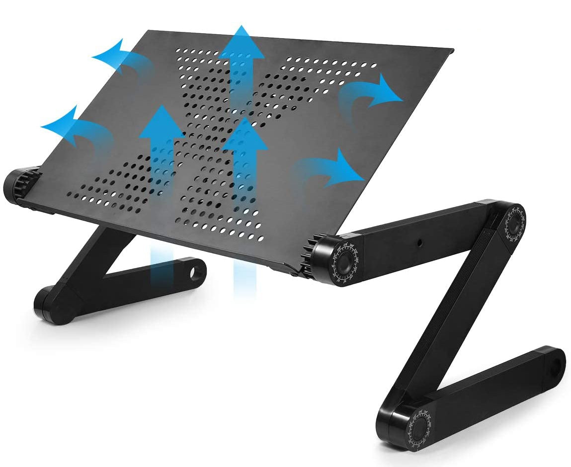 Accuratus Integer Desk - Multi Angle Height Adjustable Desk with Integrated Cooling Fans - Laptop Stand