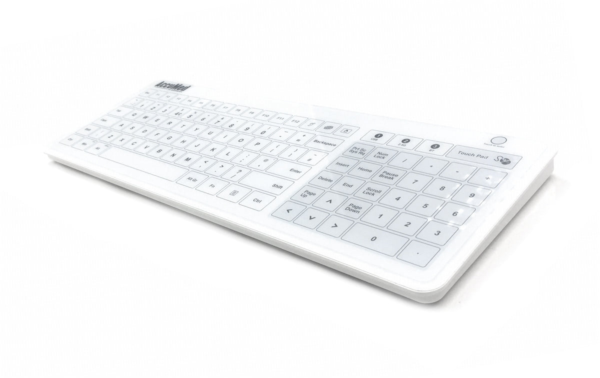 Accuratus AccuMed Glass - Easy Clean Tempered Glass, Wired & Wireless Clinical / Medical Touchpad Keyboard