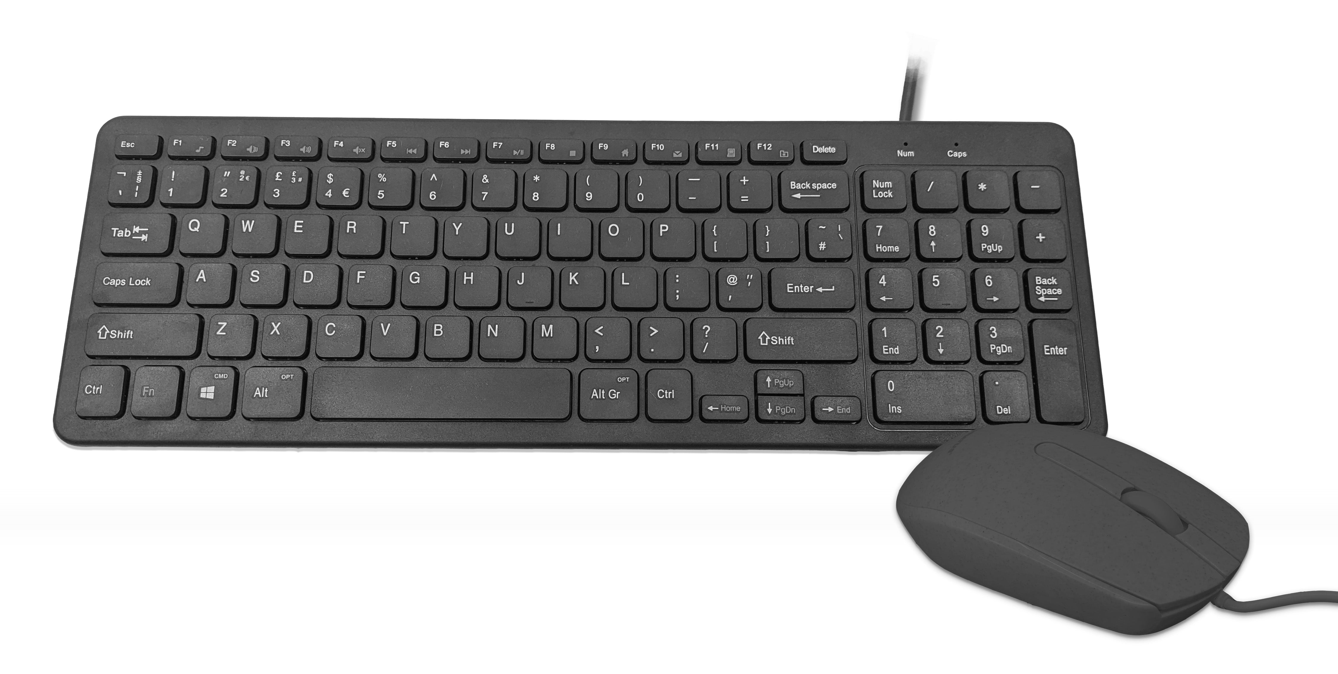 Accuratus Bioplastic Bundle - Black Biodegradable Keyboard & Mouse Set - Wired