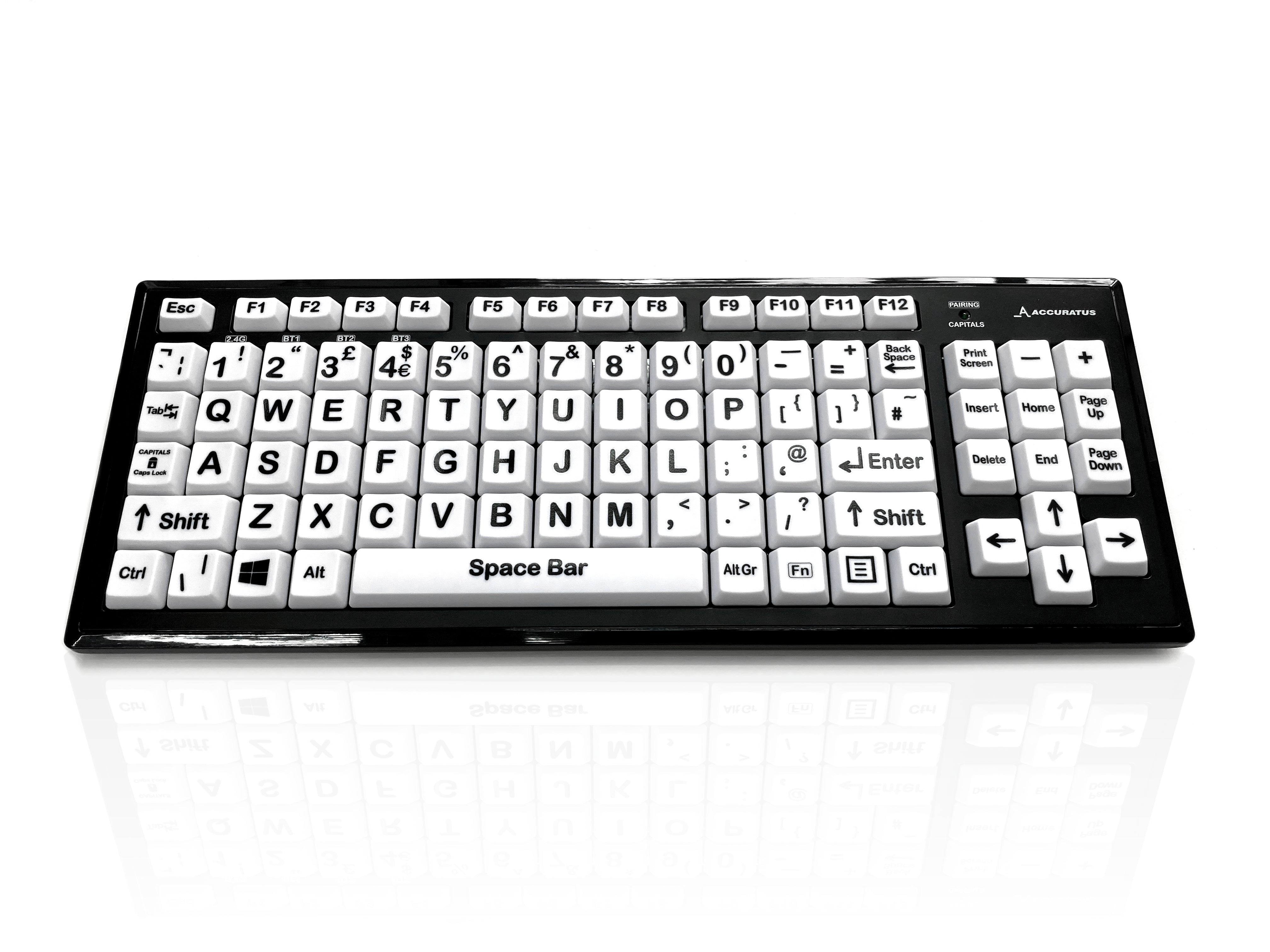 Accuratus Monster 2 Bluetooth & RF - Multi-device Bluetooth & RF Wireless HIGH CONTRAST Upper Case Vision Impairment Keyboard