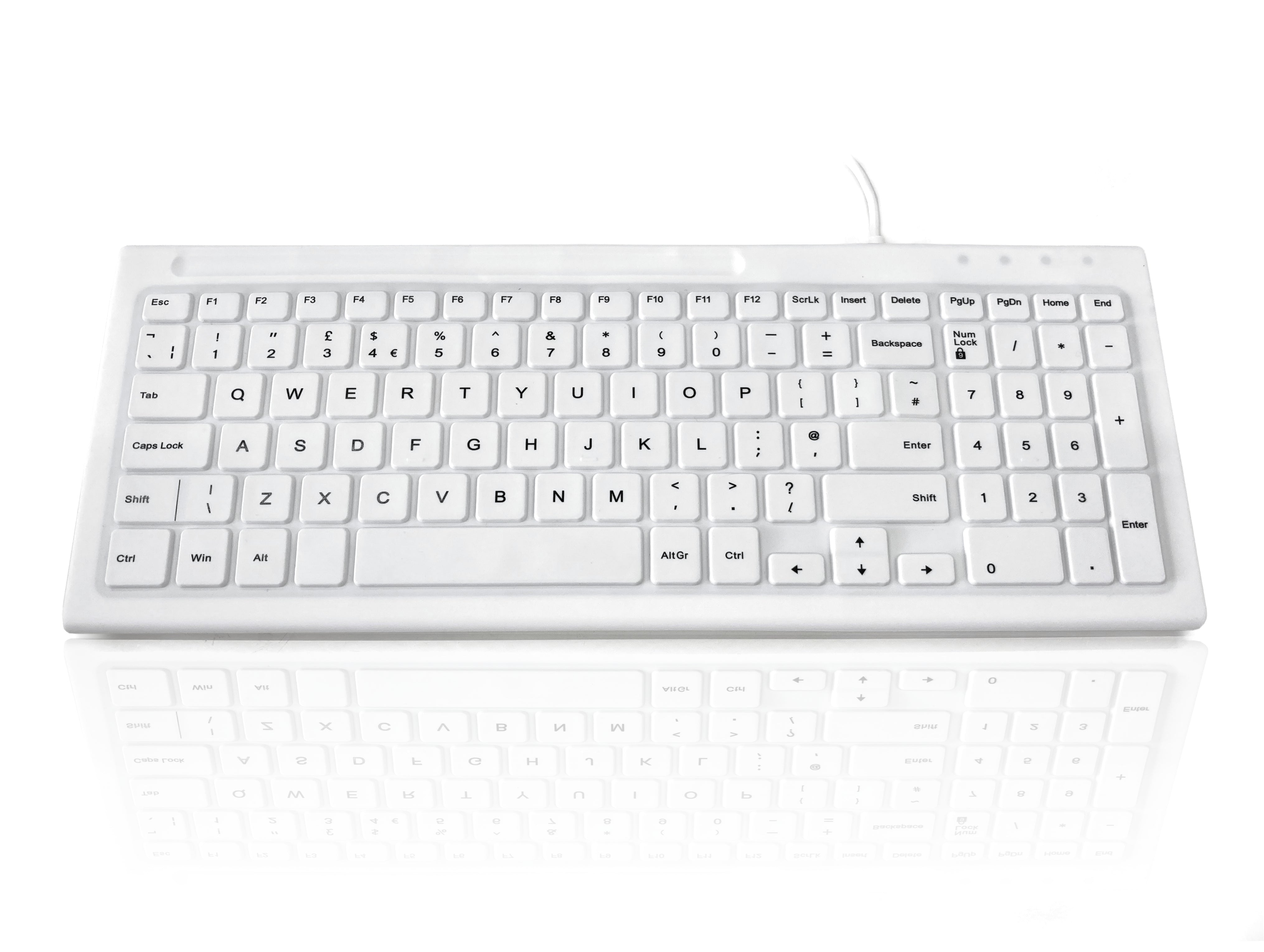 Accuratus AccuMed 103 - USB Compact Fully Sealed IP68 Washable Medical Keyboard - White