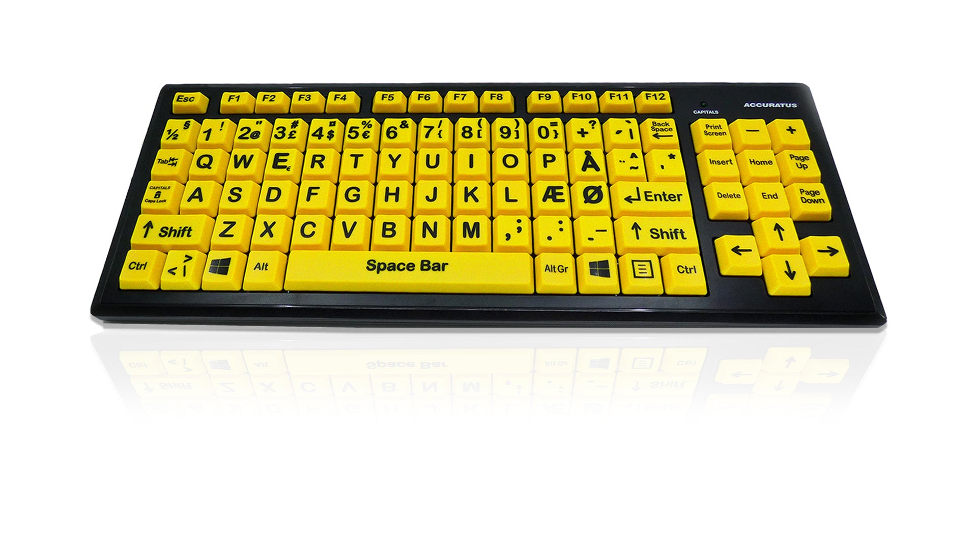 Accuratus Monster 2 - USB High Visibility Visual Impairment Keyboard with Extra Large Keys & 2 Port USB Hub