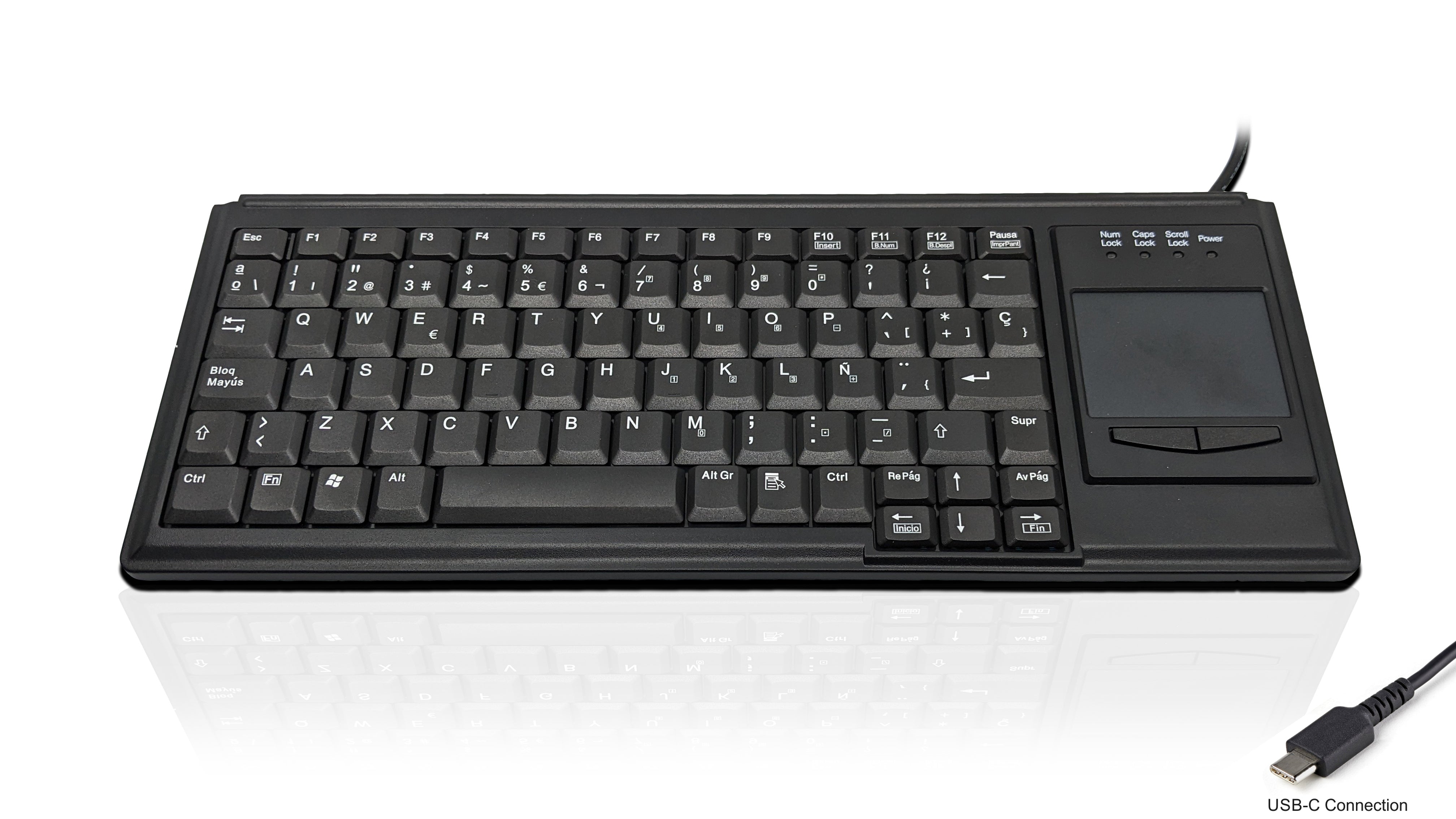 Accuratus K82B USB-C - USB Type C Premium Mini Scissor Key Keyboard with Touchpad