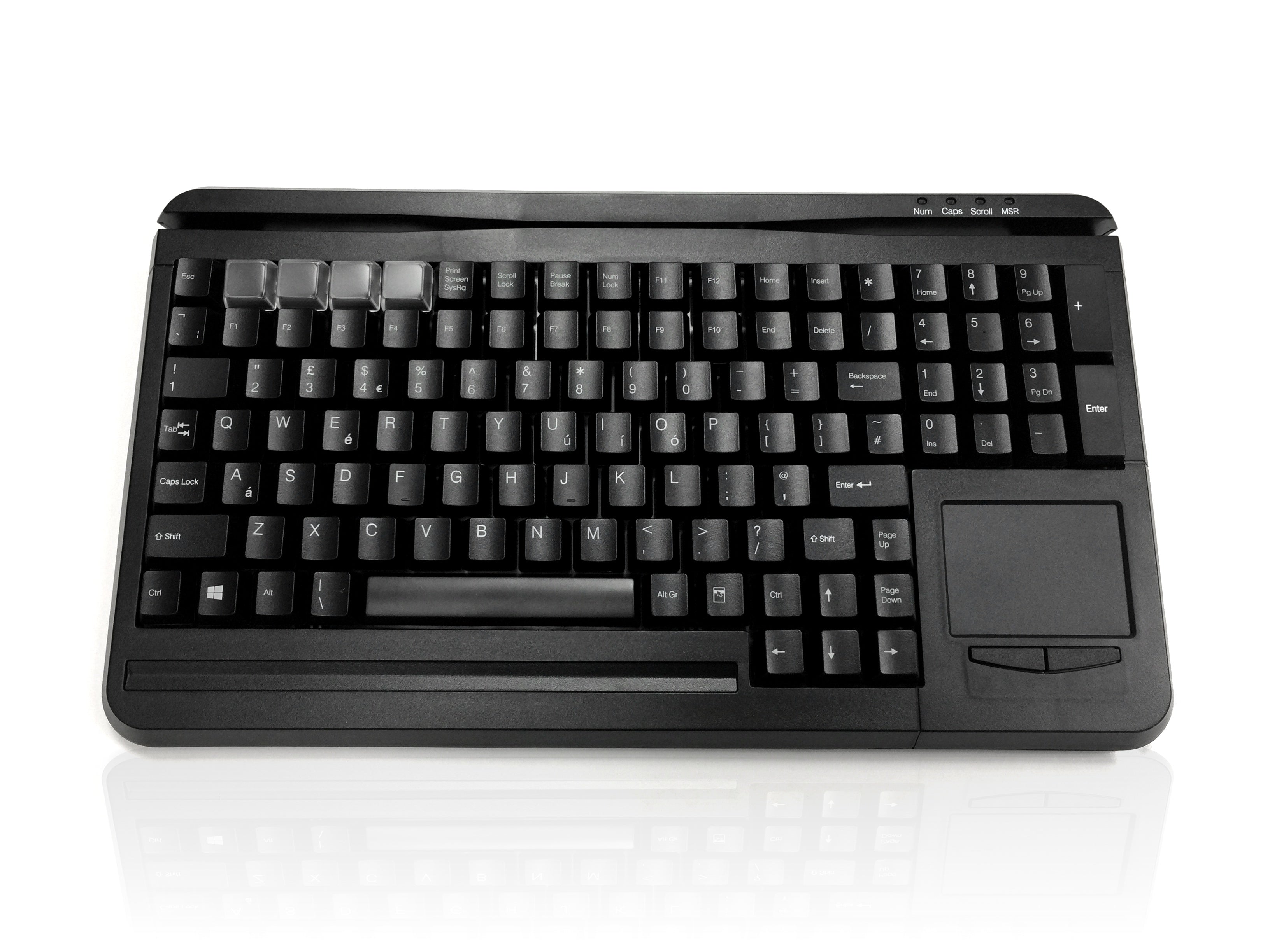 Accuratus S109C - USB Compact QWERTY & Programmable POS 109 Key Keyboard with MSR and Touchpad
