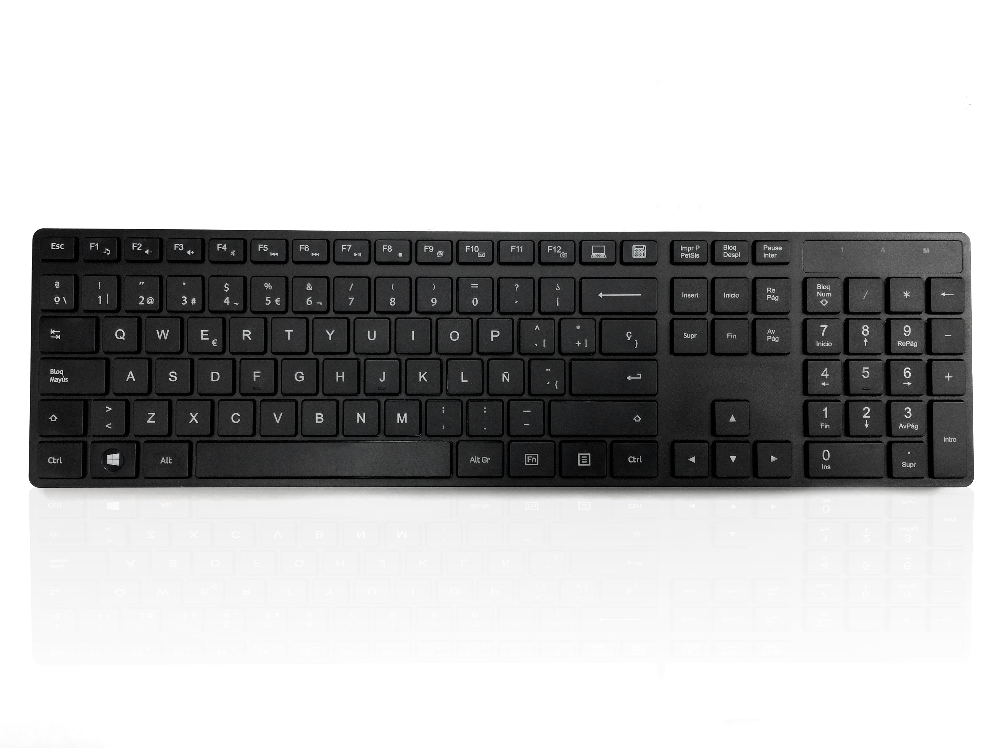 Accuratus 301 - PS/2 Full Size Super Slim Multimedia Keyboard with Square Modern Keys in Black