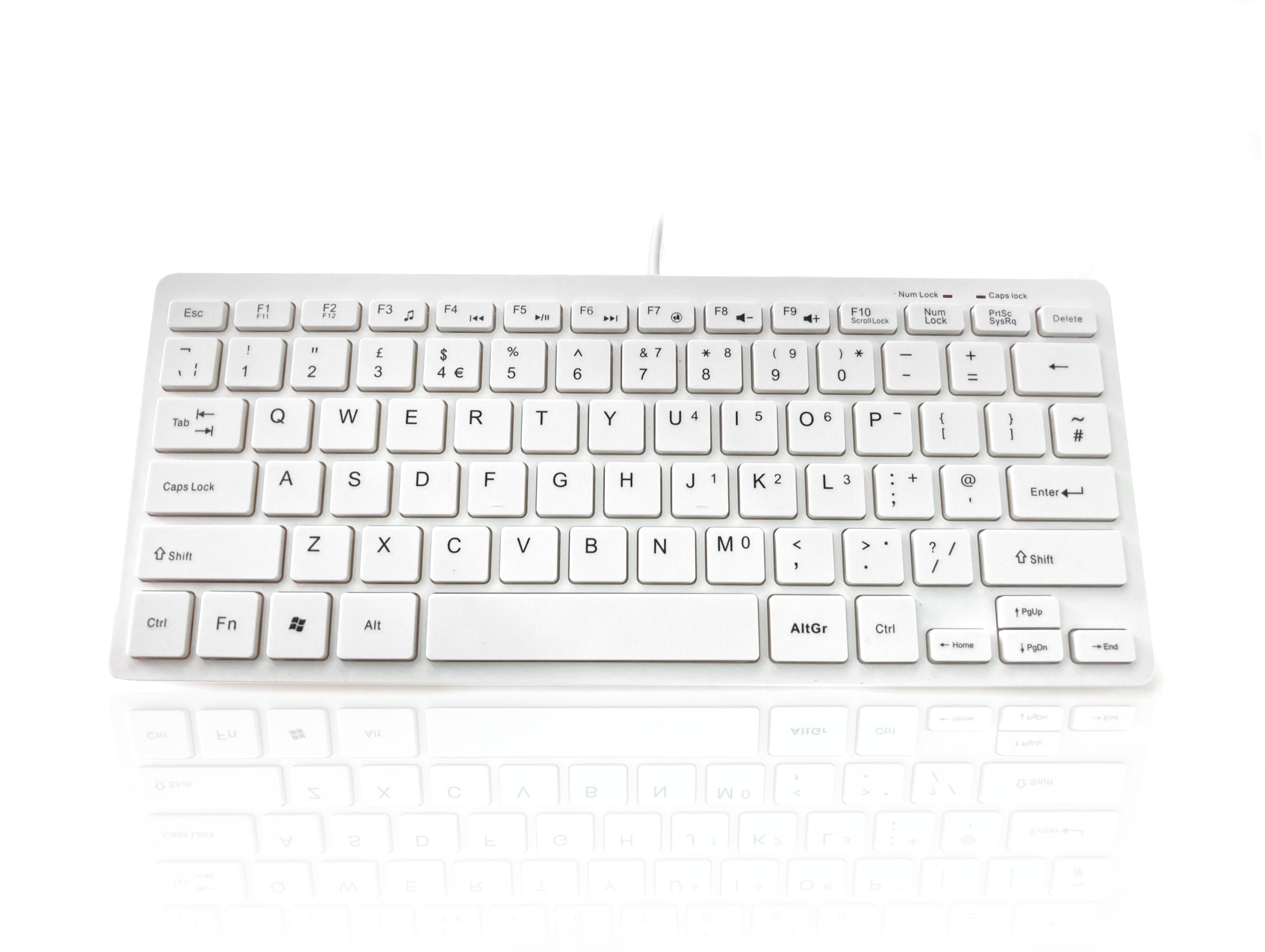 Accuratus 395 V2 - USB Super Slim Mini Keyboard made Using 100% Recycled Plastics - White