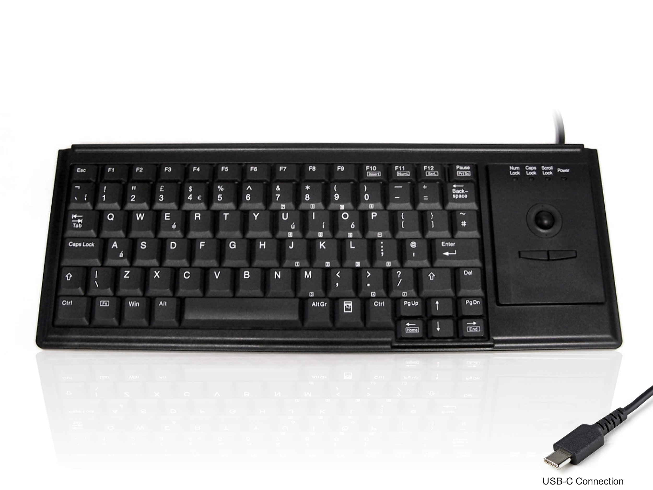 Accuratus K82D USB-C - USB Type C Premium Mini Scissor Key Keyboard with Trackball