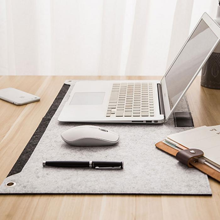 Felt Computer / Laptop Desk Pad & Mouse Mat with Pen & Paper Compartment
