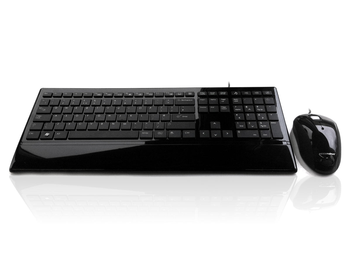 Accuratus Image Set - USB Slim Full Size Keyboard & Mouse with Piano Black Glossy Finish