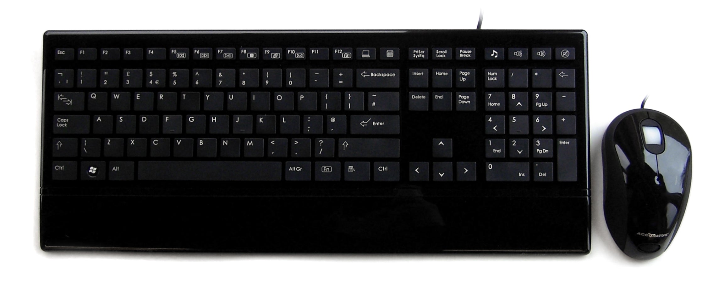 Accuratus Image Set - USB Slim Full Size Keyboard & Mouse with Piano Black Glossy Finish