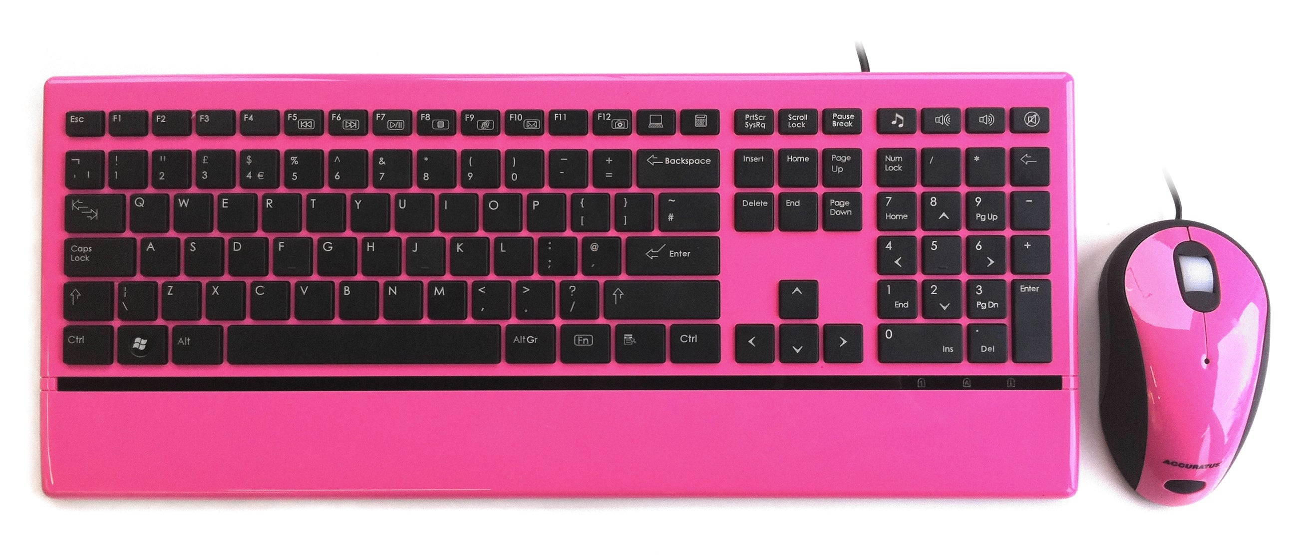 Accuratus Image Set - USB Slim Full Size Keyboard & Mouse with Piano Pink Glossy Finish