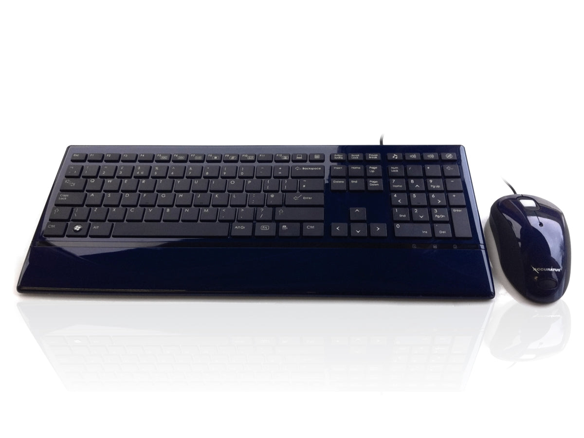 Accuratus Image Set - USB Slim Full Size Keyboard & Mouse with Piano Blue Glossy Finish