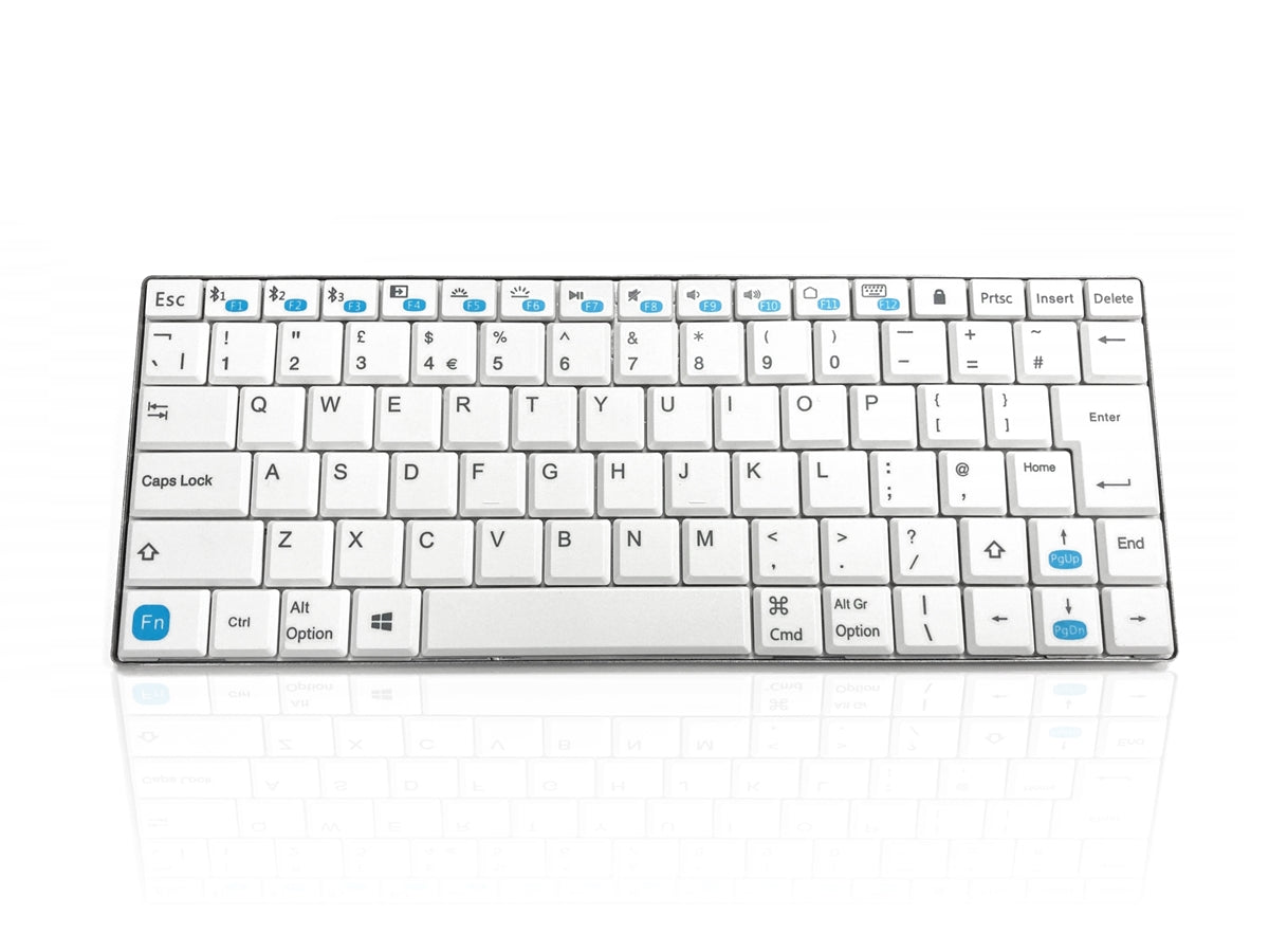 Accuratus Maximus - Mini Layout Multi Device Wireless Bluetooth Keyboard with Scissor Keys - White  - PC - Android Compatible