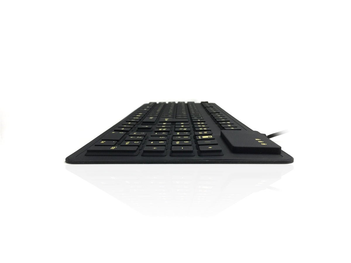Accuratus WP127 V2 - USB & PS/2 Full Size IP54 Sealed Flexible Roll Up Silicone  Keyboard with High Visibility Key Legends