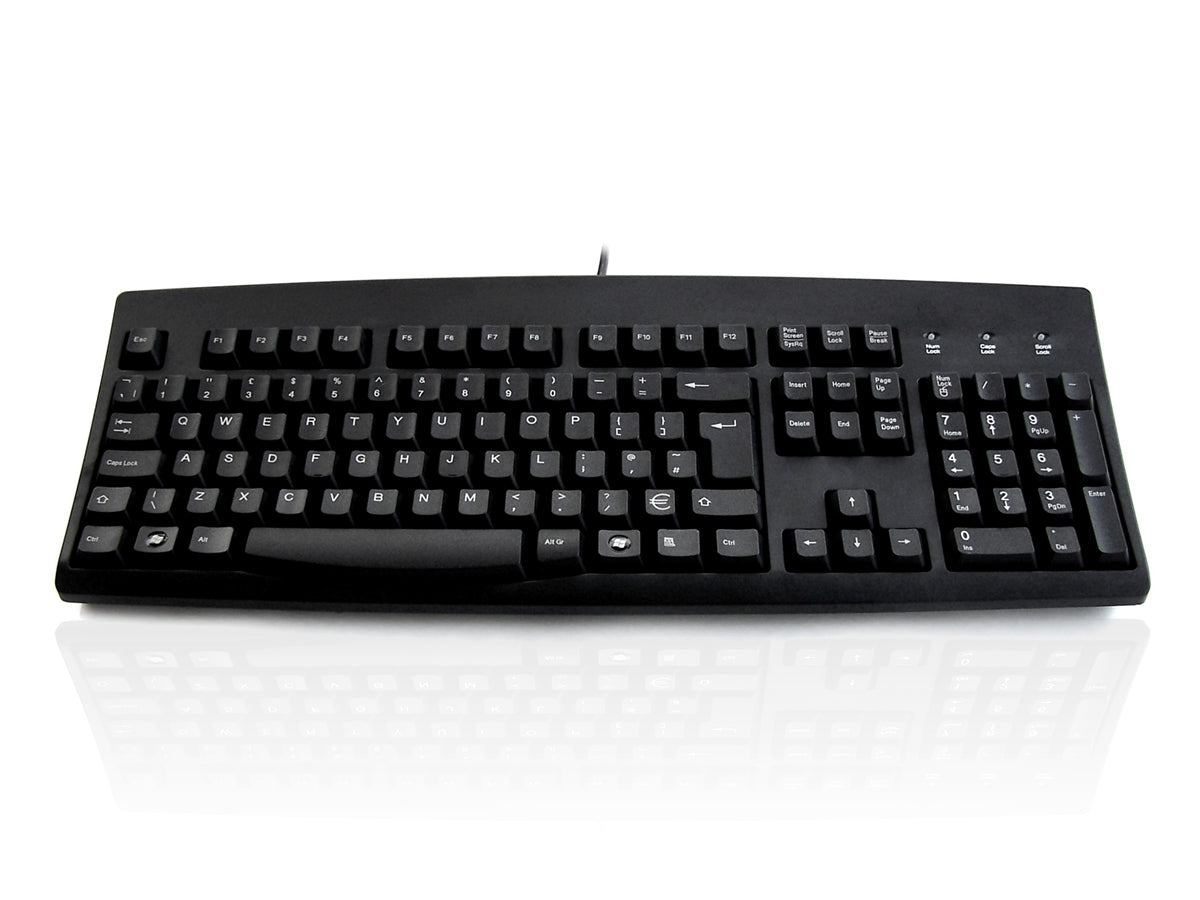 Accuratus 260 - USB Full Size Professional Keyboard with Contoured Full Height Touch Typing Keys & Patented One Touch Euro Key