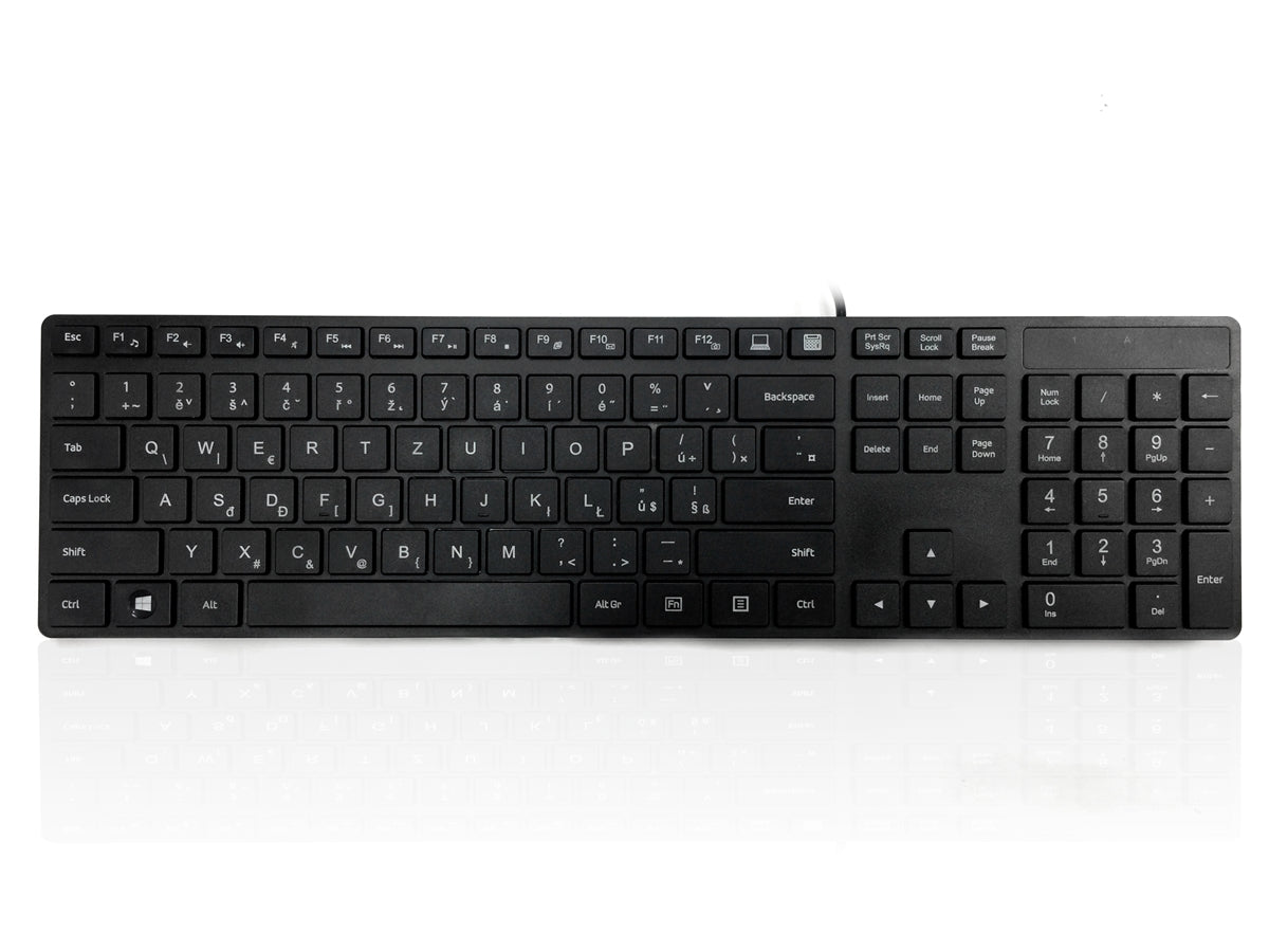 Accuratus 301 - USB Full Size Super Slim Multimedia Keyboard with Square Modern Keys in Black - Czech Layout