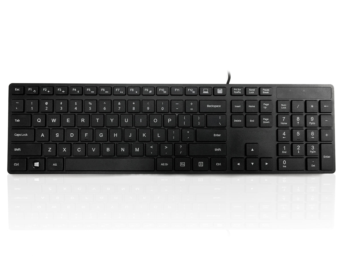 Accuratus 301 - USB Full Size Super Slim Multimedia Keyboard with Square Modern Keys in Black - US English Layout