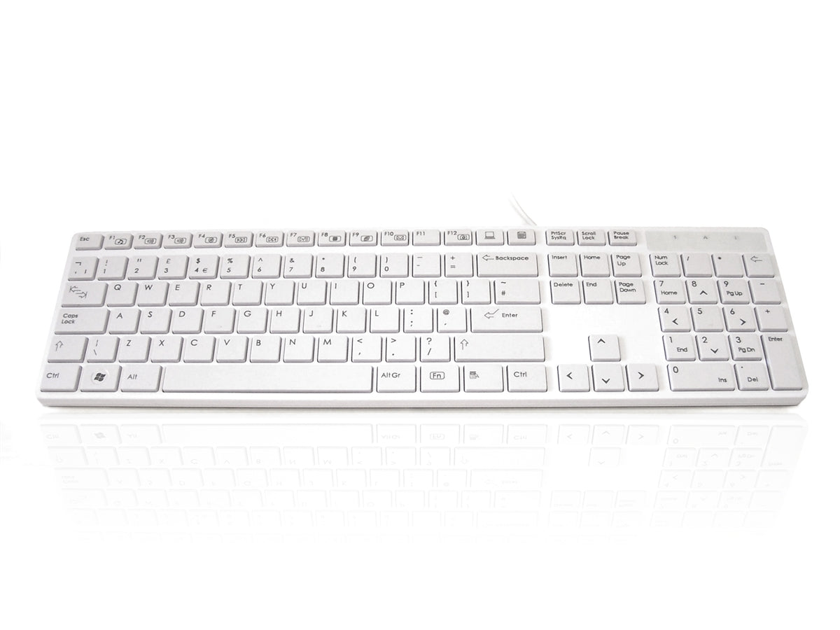 Accuratus 301 - USB Full Size Super Slim Multimedia Keyboard with Square Modern Keys in Pure White
