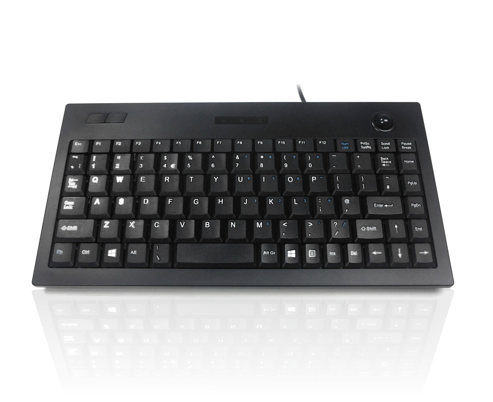 Accuratus 5005 - Professional Wired Mini Size Keyboard with Optical Trackball and Left / Right Mouse Buttons