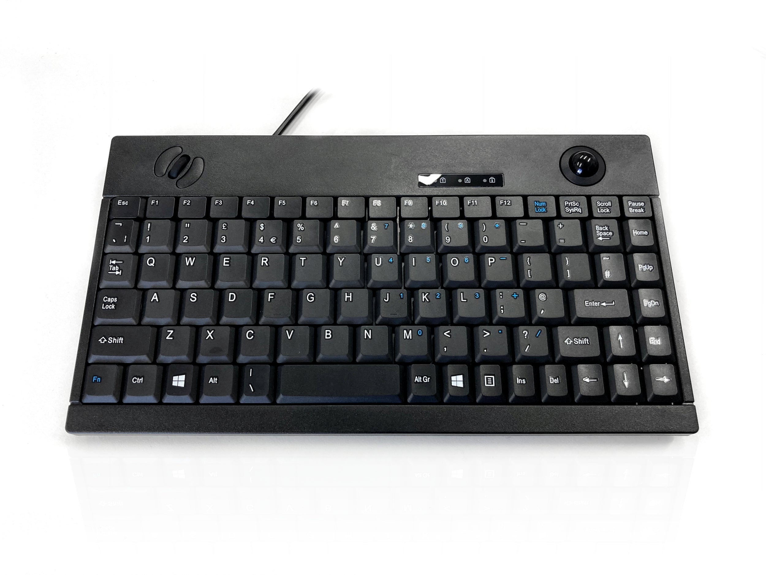 Accuratus 5015 - Professional Wired Mini Size Keyboard with Optical Trackball and Left / Right Mouse Buttons