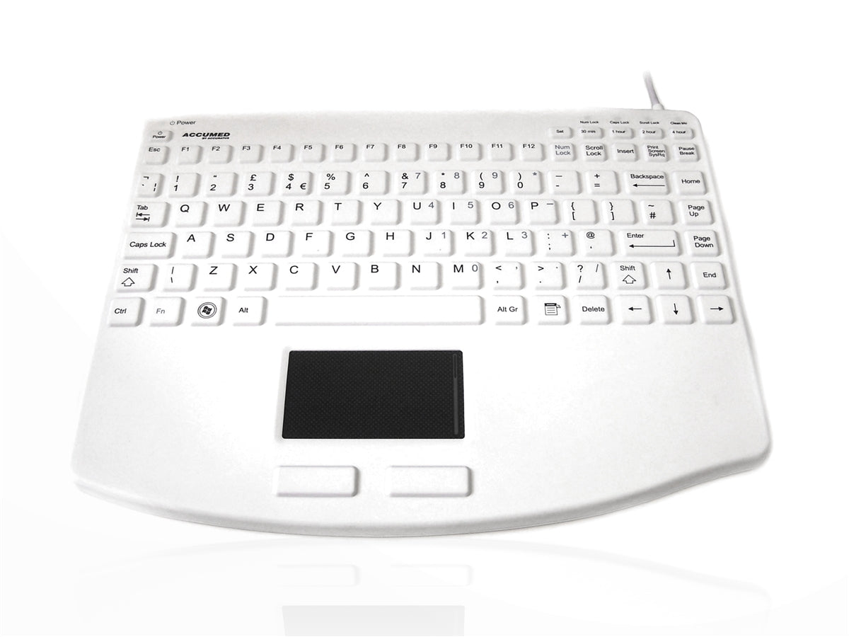 Accuratus AccuMed 540 V2 VESA - USB Mini Sealed IP67 Antibacterial Clinical / Medical Keyboard with Large Touchpad & VESA Mounting