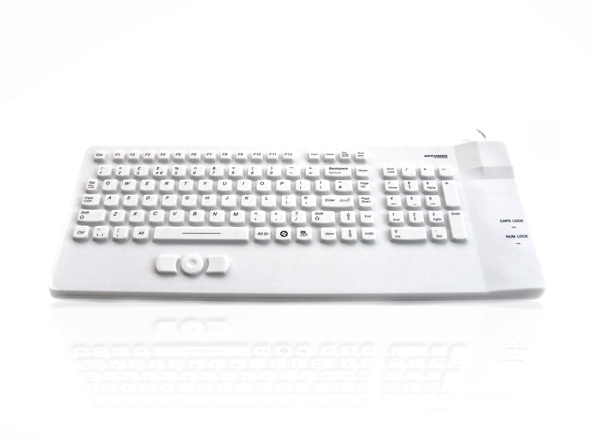 Accuratus AccuMed Compact - USB Compact Layout Sealed IP67 Antibacterial Clinical / Medical Keyboard with Mousepad