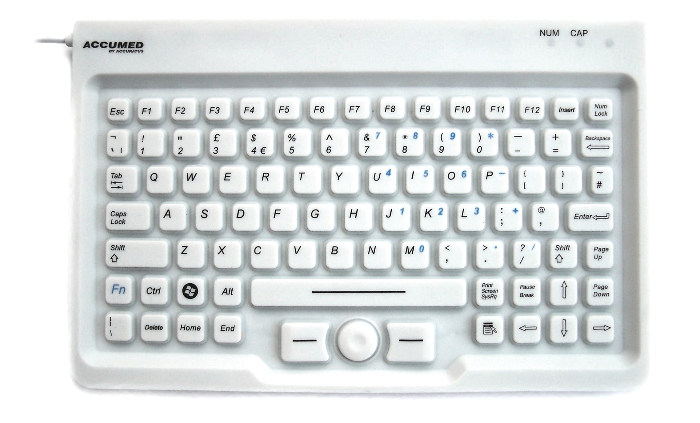 Accuratus AccuMed Mini - USB Mini Sealed IP67 Antibacterial Clinical / Medical Keyboard with Mousepad
