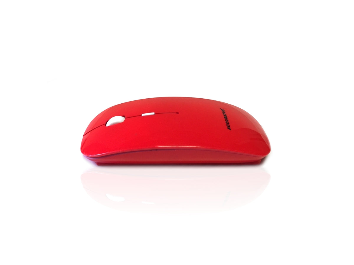 Accuratus Image RF - Wireless RF 2.4Ghz Sleek Slim Glossy Finish Optical Mouse with Nano Receiver - Red