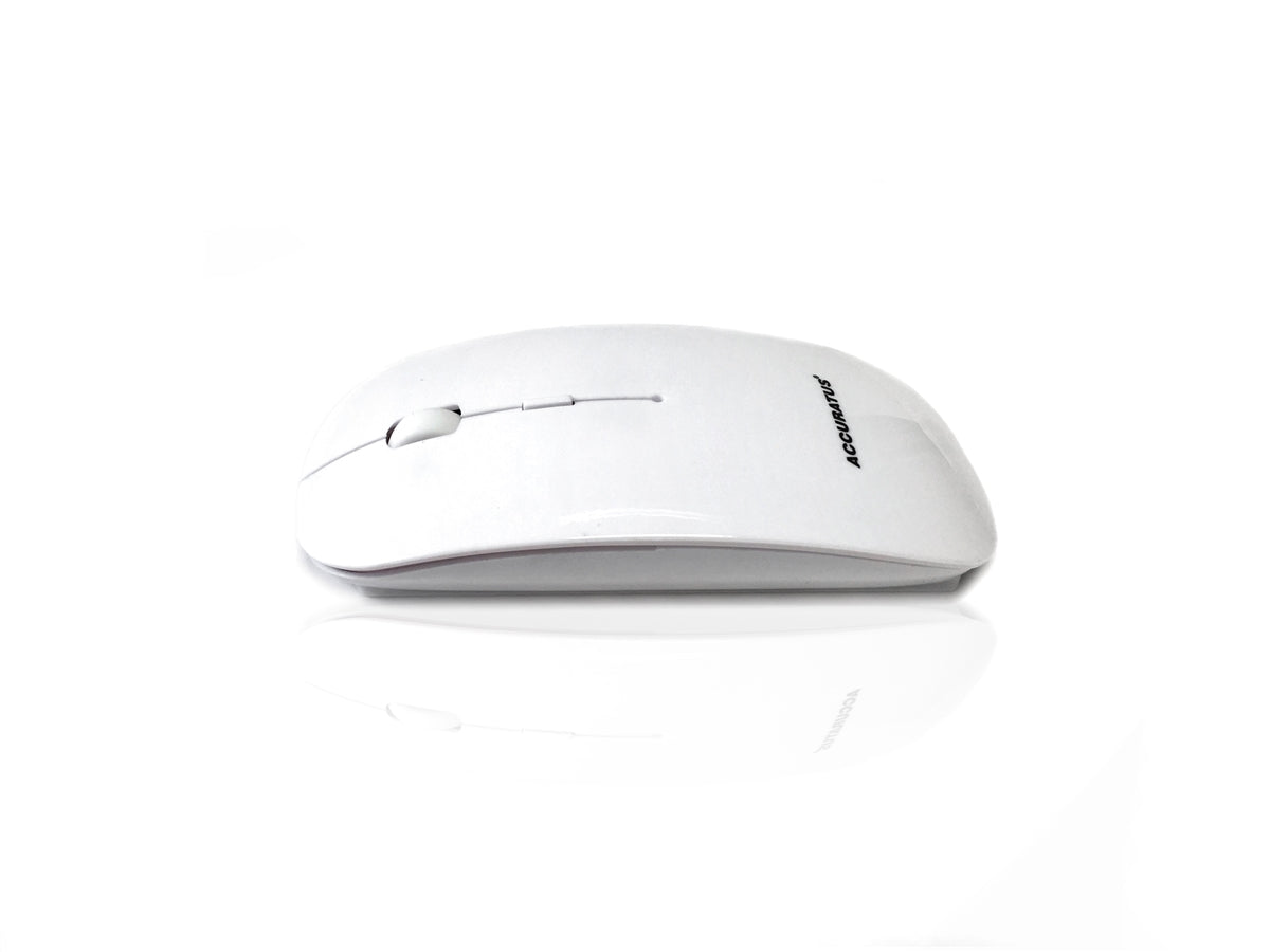 Accuratus Image RF - Wireless RF 2.4Ghz Sleek Slim Glossy Finish Optical Mouse with Nano Receiver - White