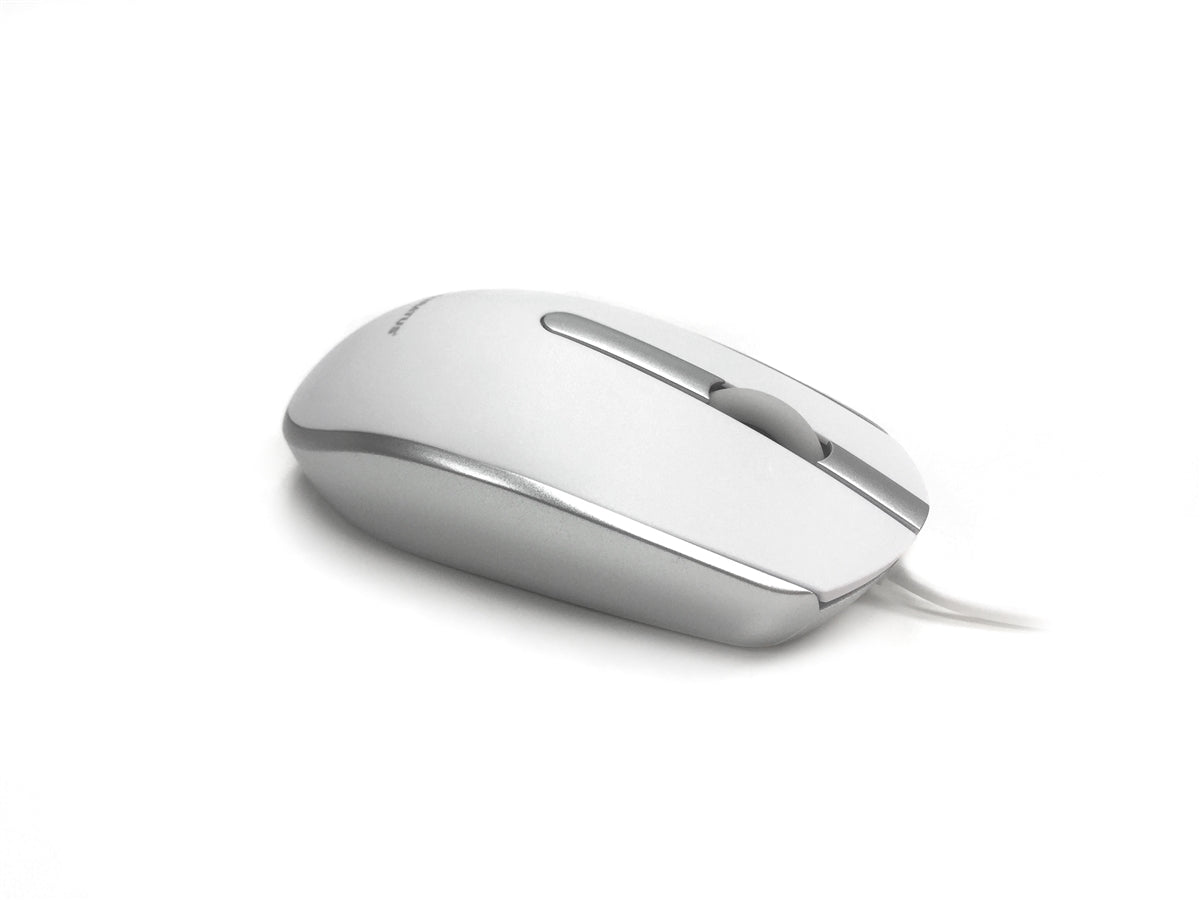 Accuratus M100 MAC - USB Wired Full Size Slim Apple Mac Mouse with Silver and Matt White Tactile Case