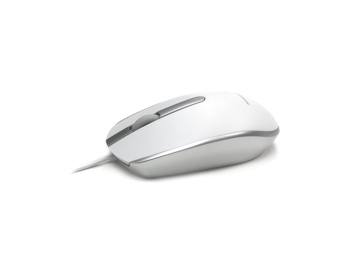 Accuratus M100 MAC - USB Wired Full Size Slim Apple Mac Mouse with Silver and Matt White Tactile Case