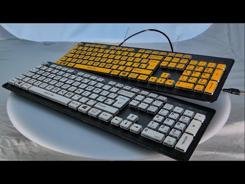 Accuratus Rainbow 2 High Vis - USB High Visibility Visual Impairment Keyboard with Extra Large Black Font & Yellow Keys